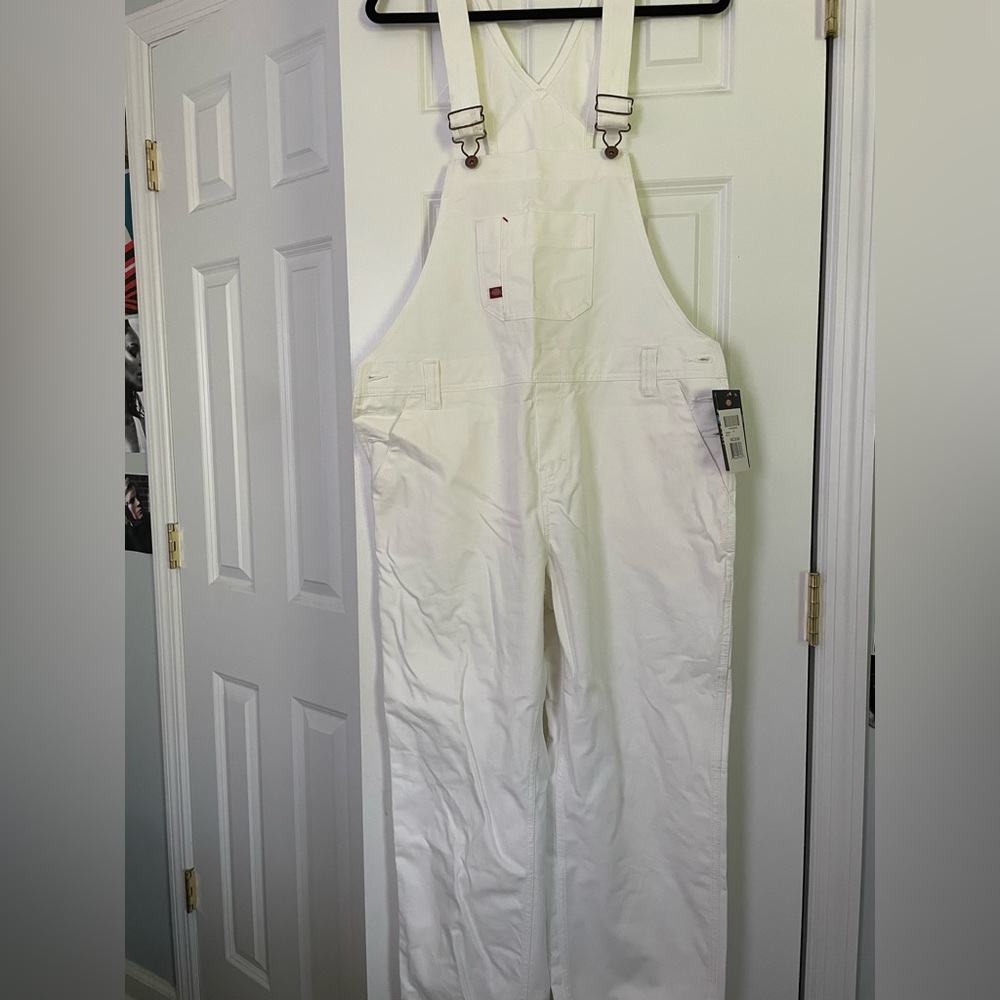 Dickies Women’s Relaxed Fit Bib Overalls, White